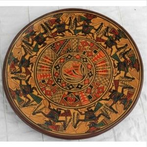 Cusco Peru Plate Pottery Native Inca Man Geometric